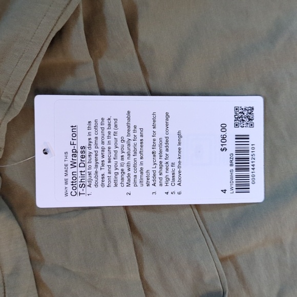 NWT Lululemon Size 4 Wrap-Front Dress - Picture 7 of 7
